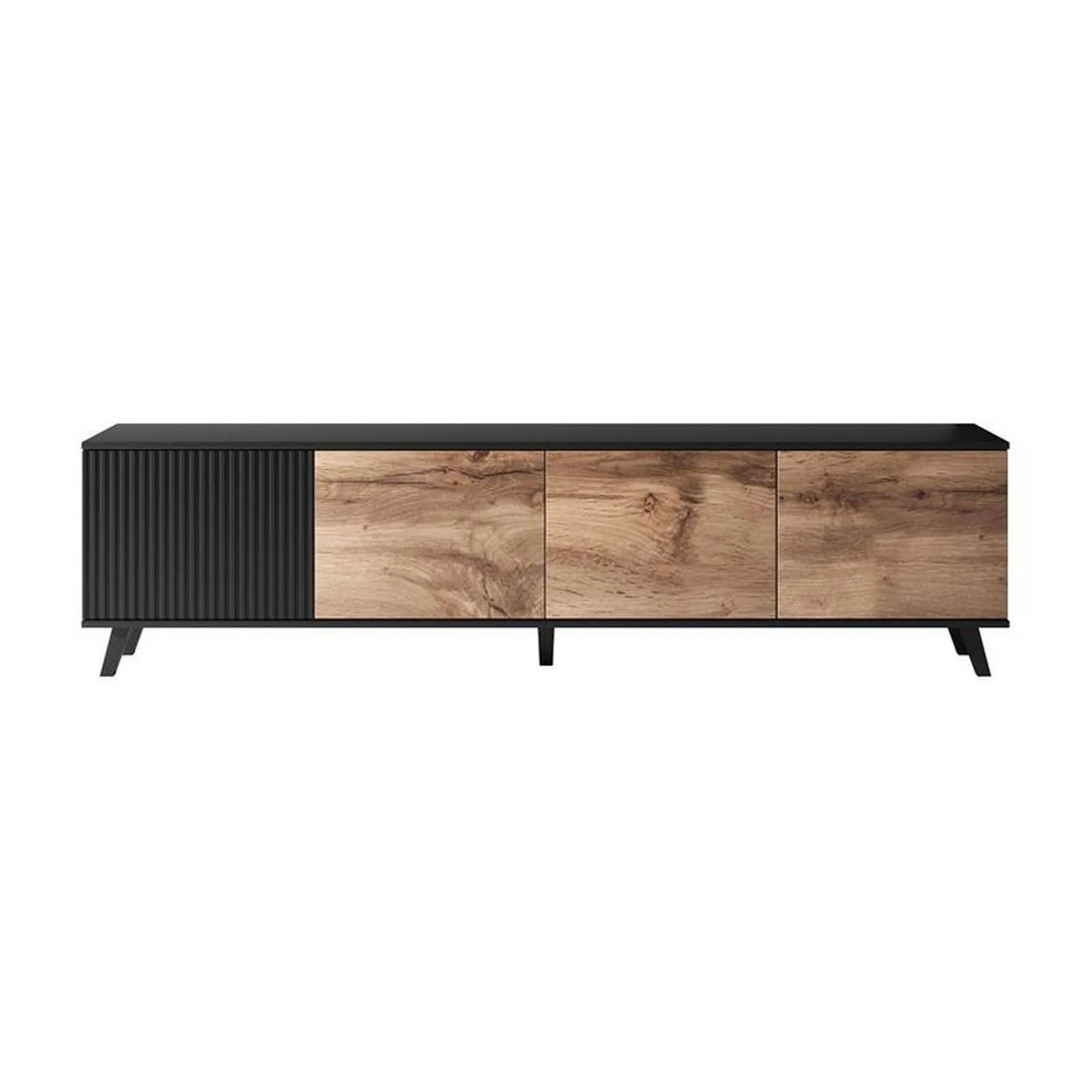 Comoda TV RANDOM, stejar wotan/negru, PAL furniruit, 200x40x52 cm