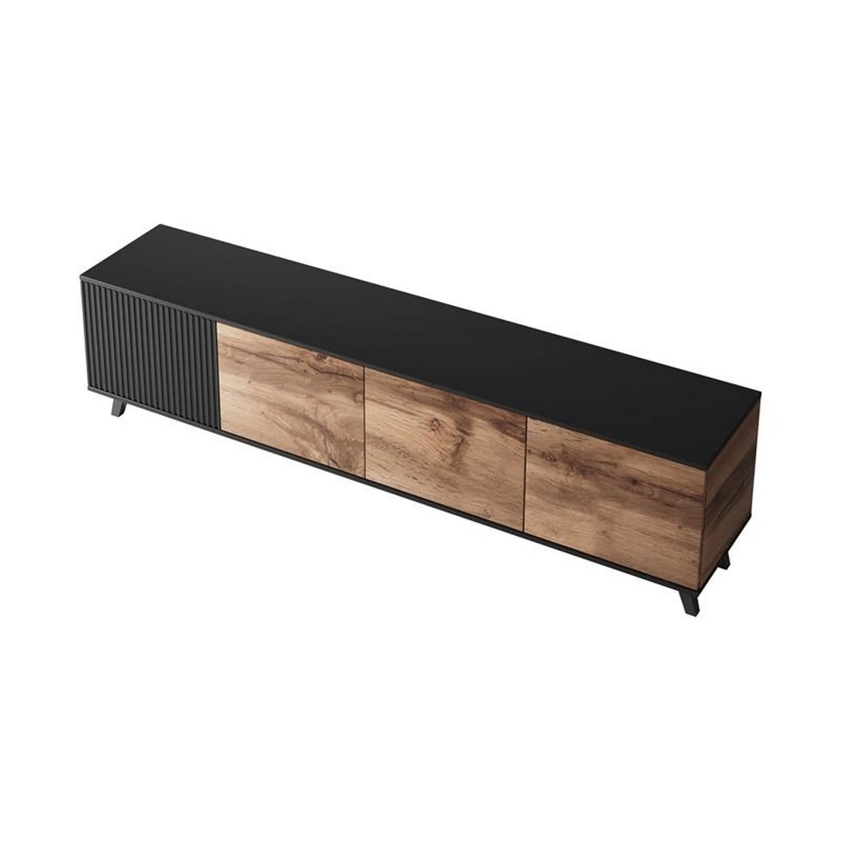 Comoda TV RANDOM, stejar wotan/negru, PAL furniruit, 200x40x52 cm
