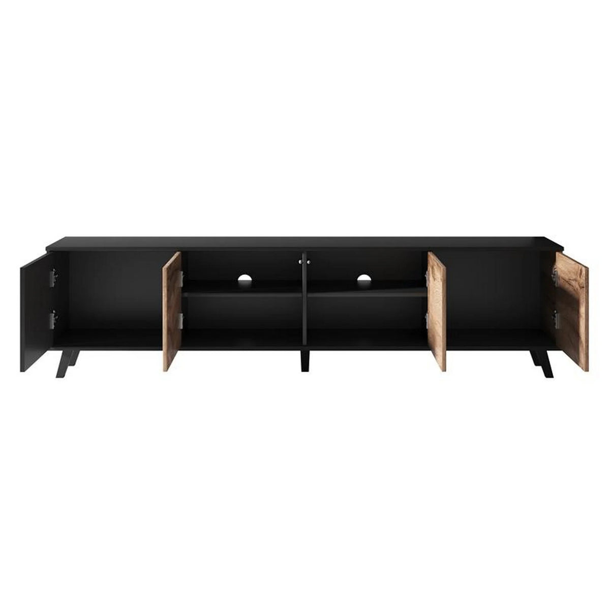 Comoda TV RANDOM, stejar wotan/negru, PAL furniruit, 200x40x52 cm