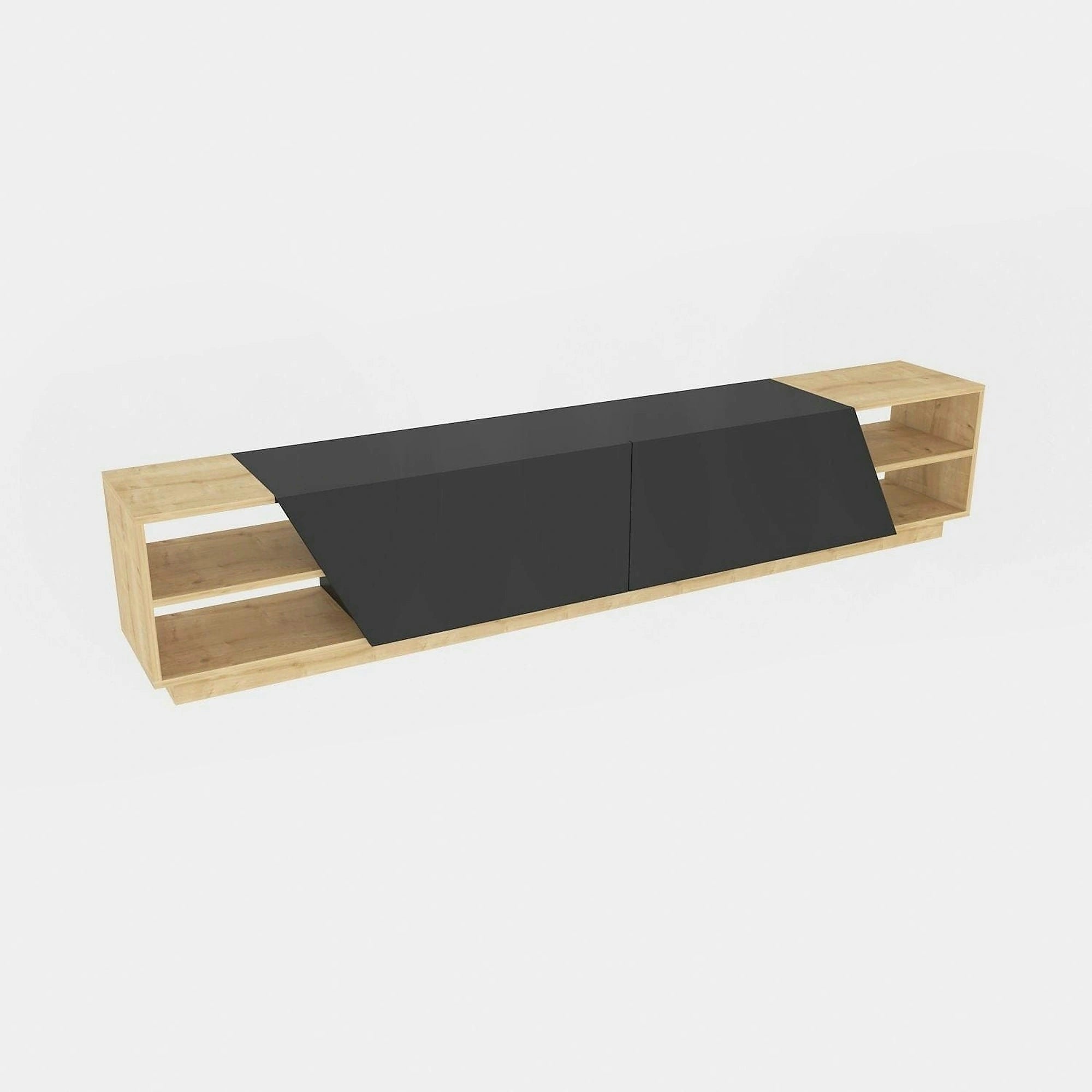 Comoda TV RHODES, stejar/gri antracit, PAL melaminat, 240x37x47 cm
