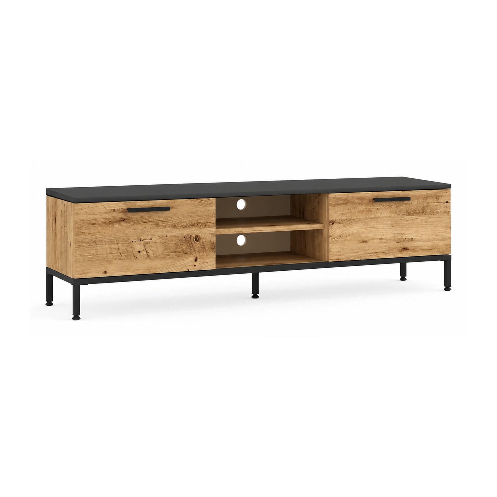 Comoda TV RL1-AA, stejar/gri, PAL melaminat, 160x35x39 cm