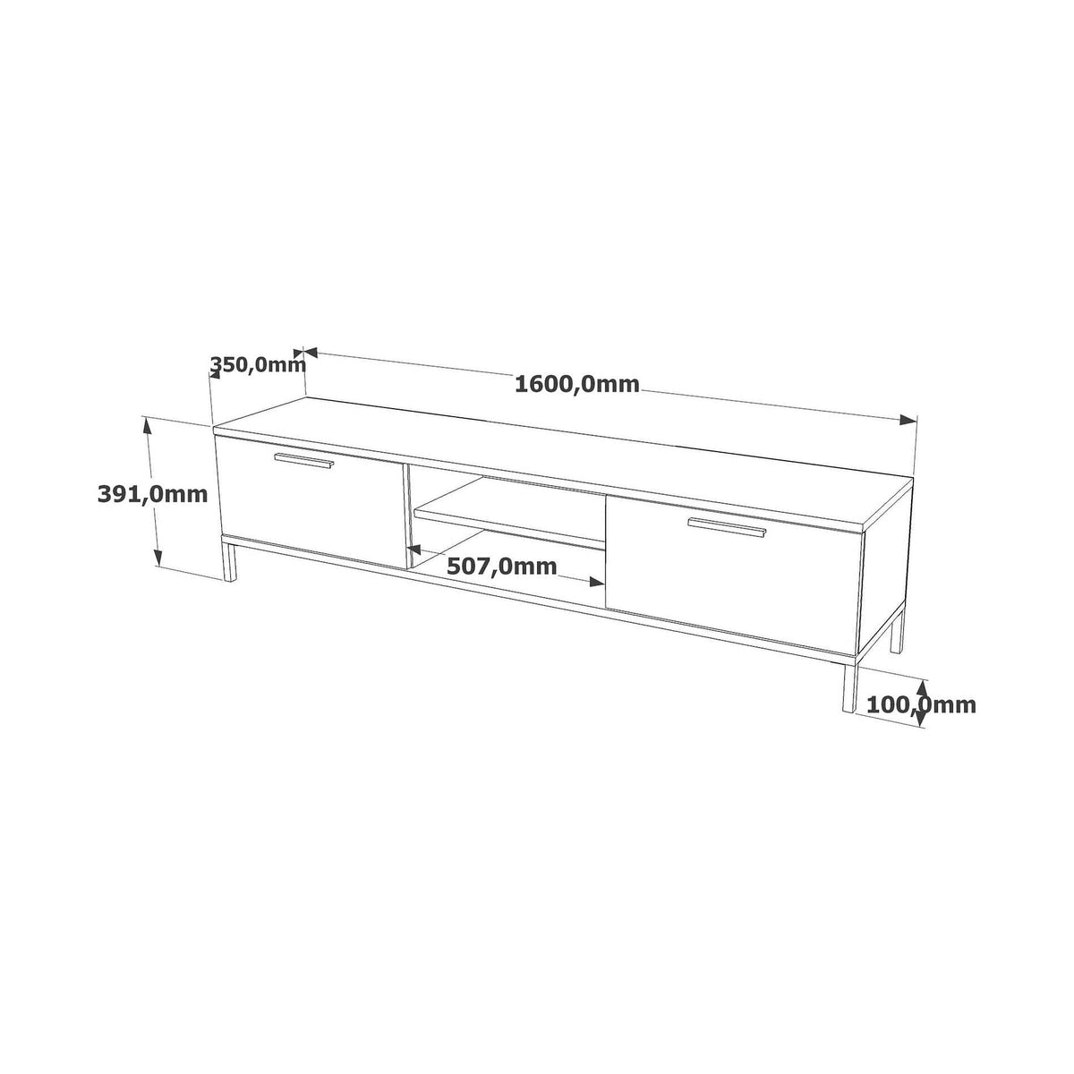 Comoda TV RL1-AA, stejar/gri, PAL melaminat, 160x35x39 cm