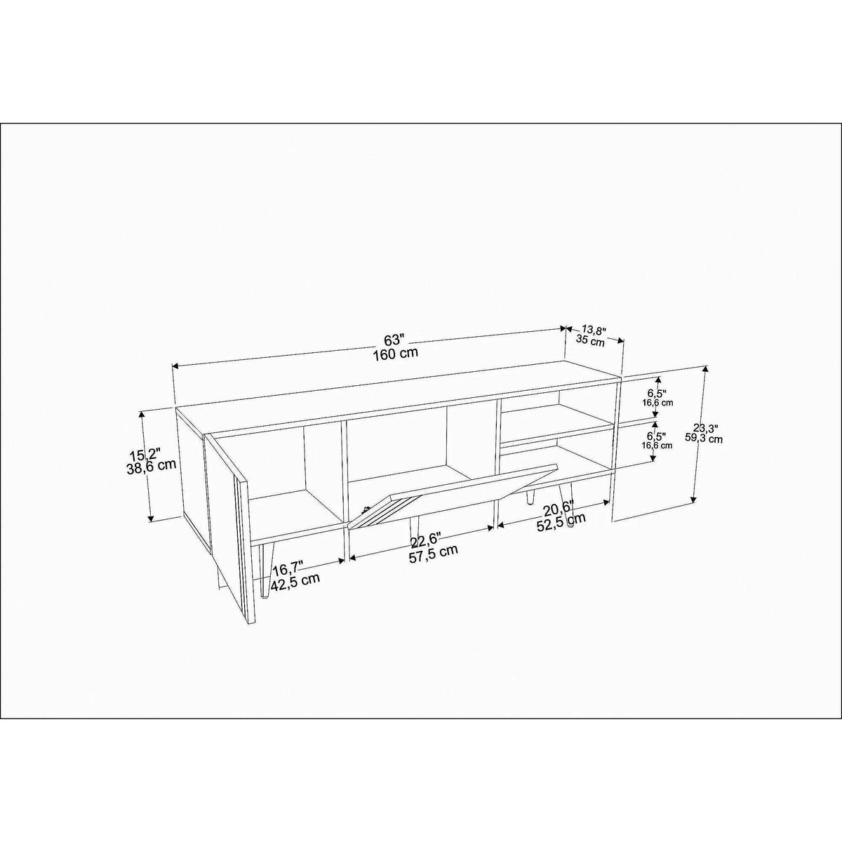 Comoda TV RONAS, stejar, PAL melaminat, 160x35x39 cm