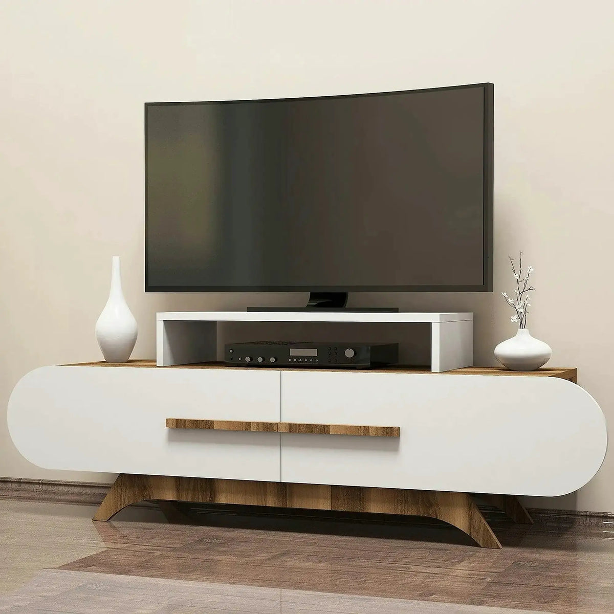 Comoda TV ROSE, nuc/alb, PAL melaminat, 145x37x50 cm