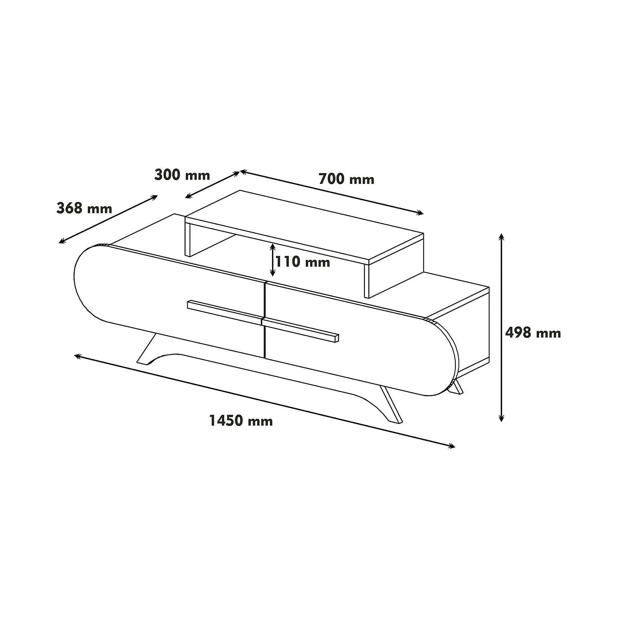 Comoda TV ROSE, nuc/alb, PAL melaminat, 145x37x50 cm
