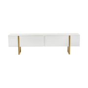 Comoda TV SERENITY, alb/auriu, PAL/metal, 180x30x50 cm