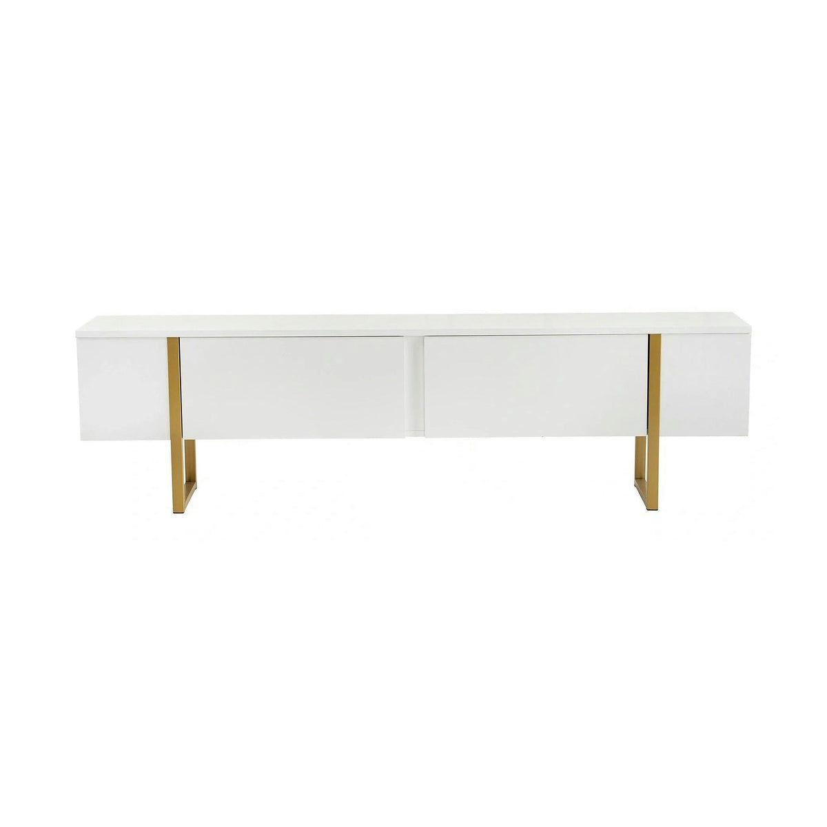 Comoda TV SERENITY, alb/auriu, PAL/metal, 180x30x50 cm