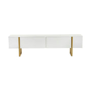 Comoda TV SERENITY, alb/auriu, PAL/metal, 180x30x50 cm