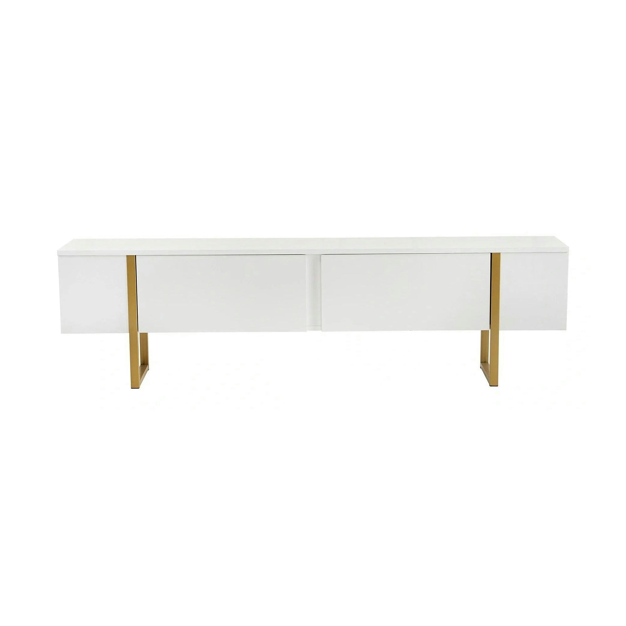 Comoda TV SERENITY, alb/auriu, PAL/metal, 180x30x50 cm