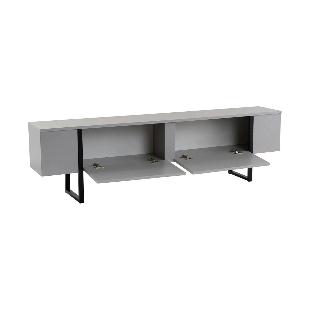 Comoda TV SERENITY, gri/negru, PAL/metal, 180x30x50 cm