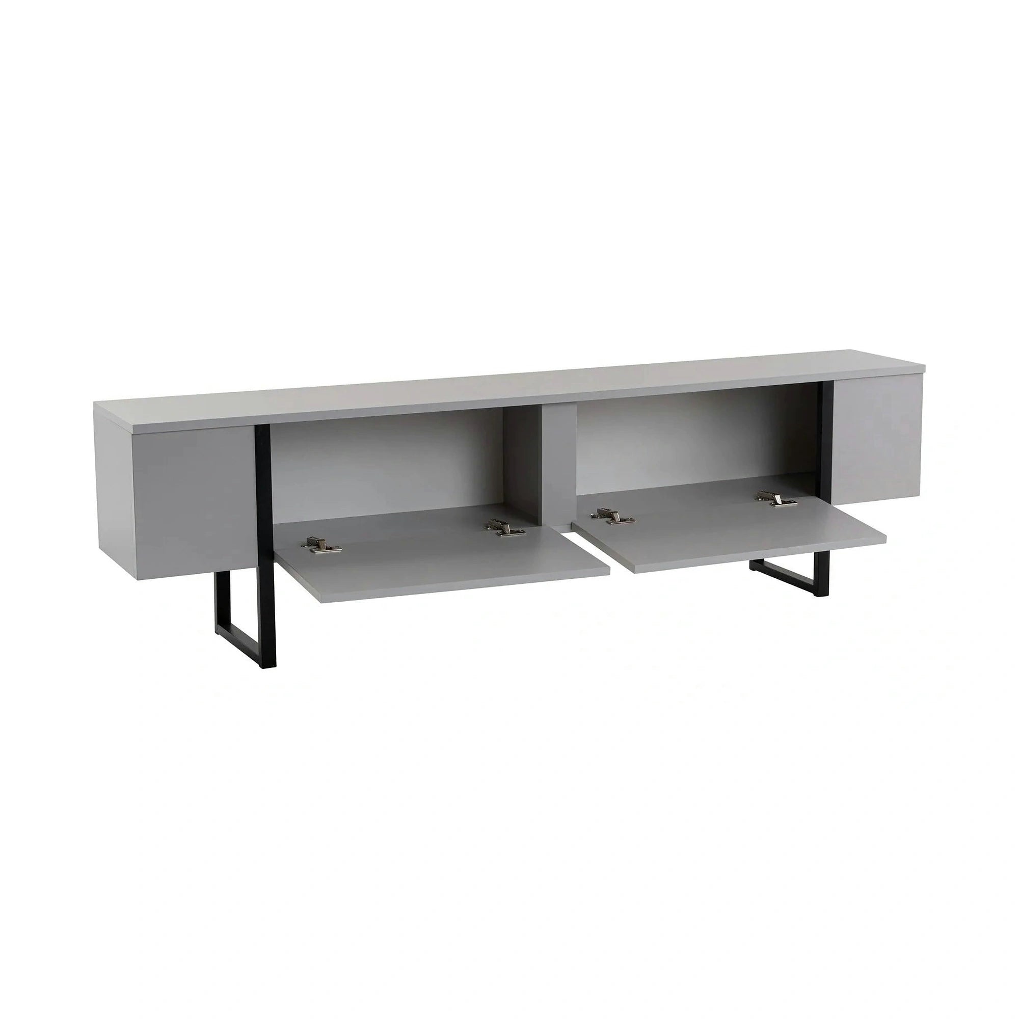 Comoda TV SERENITY, gri/negru, PAL/metal, 180x30x50 cm