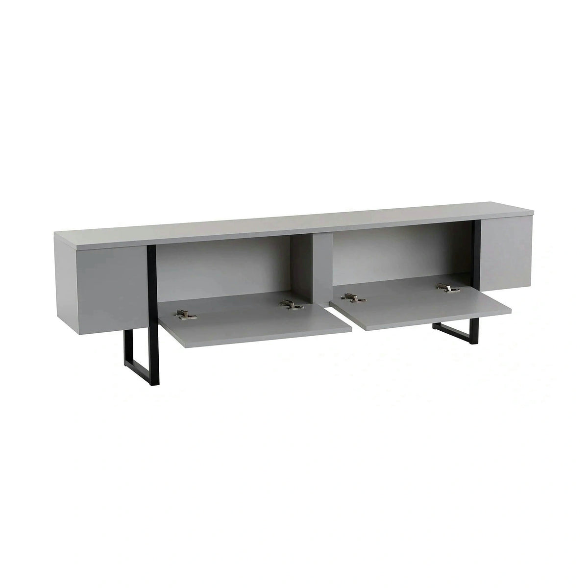 Comoda TV SERENITY, gri/negru, PAL/metal, 180x30x50 cm