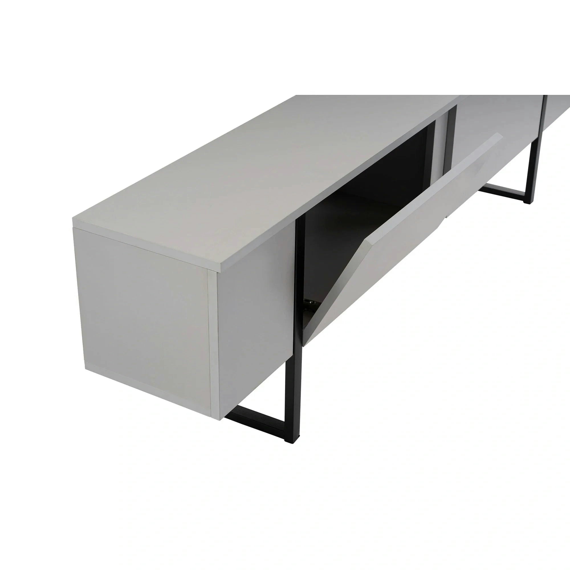 Comoda TV SERENITY, gri/negru, PAL/metal, 180x30x50 cm