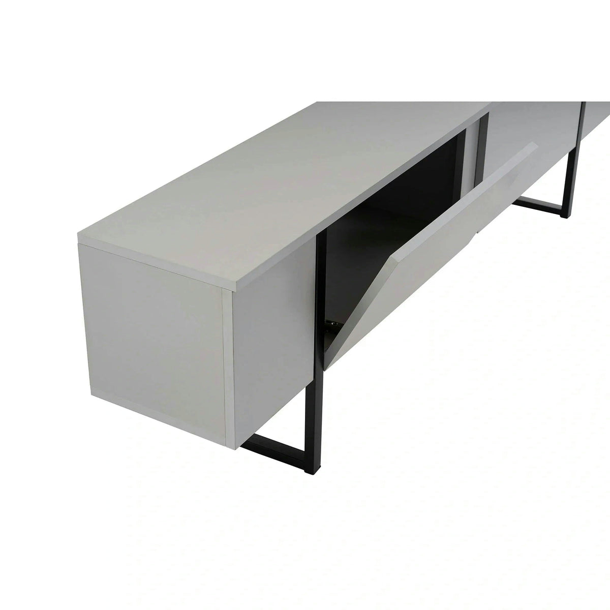 Comoda TV SERENITY, gri/negru, PAL/metal, 180x30x50 cm