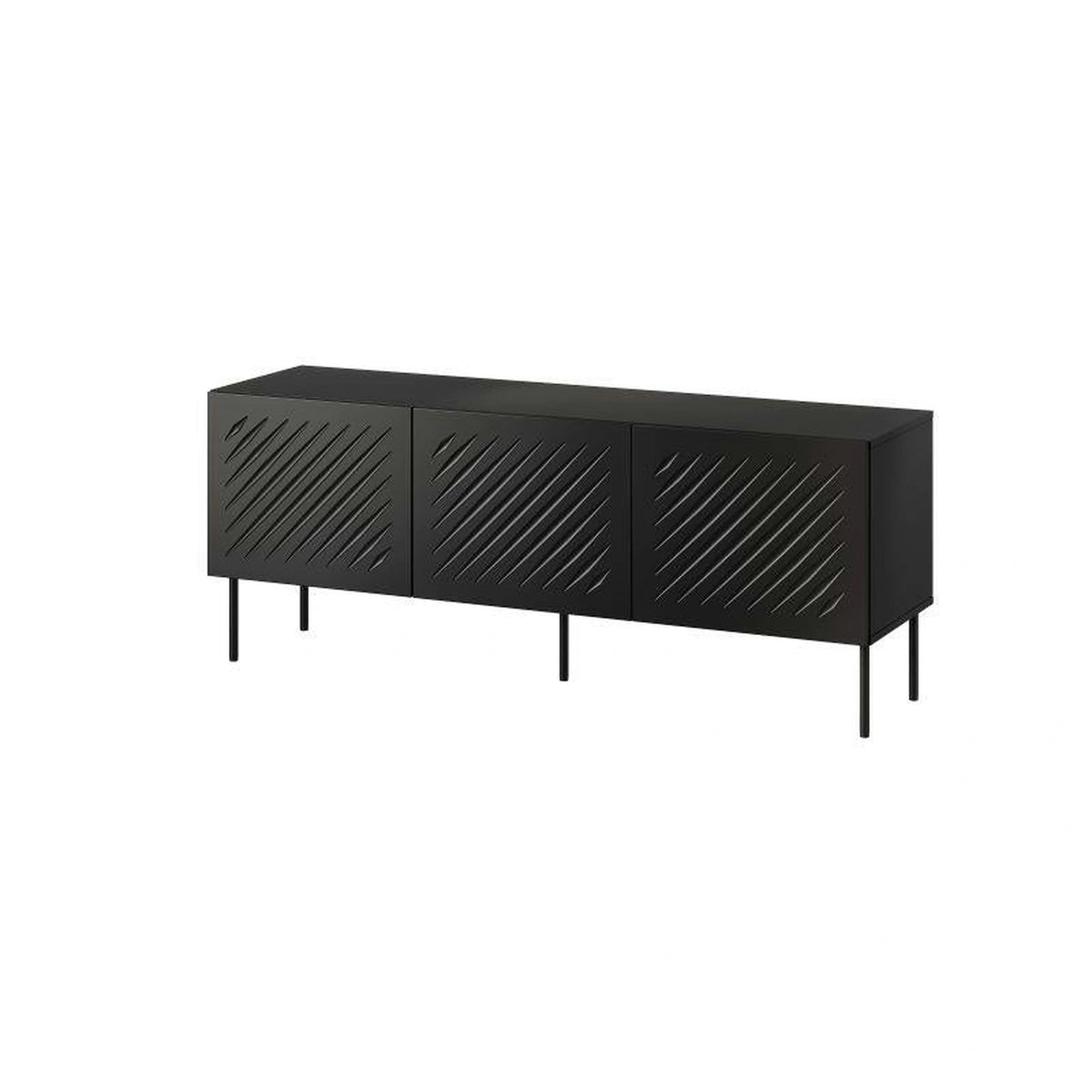 Comoda TV SIENA, negru, PAL laminat/metal, 151x40x60 cm