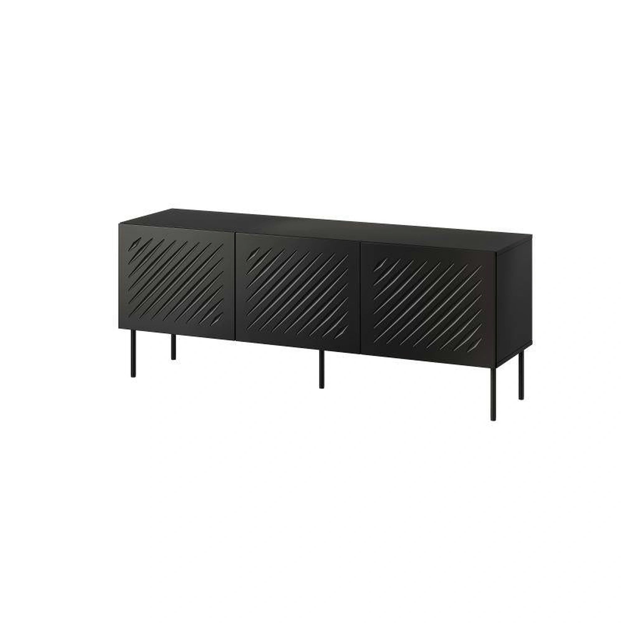 Comoda TV SIENA, negru, PAL laminat/metal, 151x40x60 cm