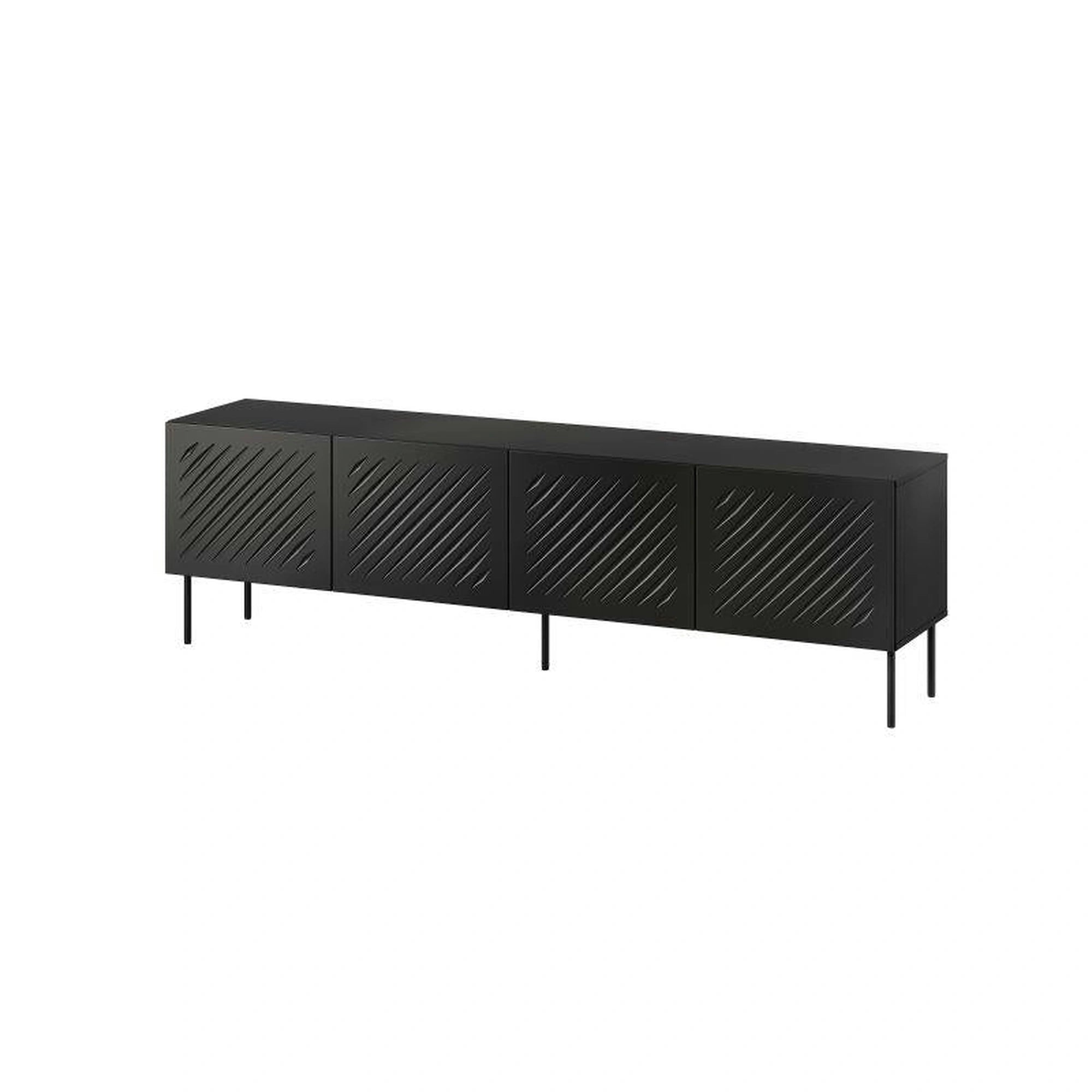 Comoda TV SIENA, negru, PAL laminat/metal, 201x40x60 cm