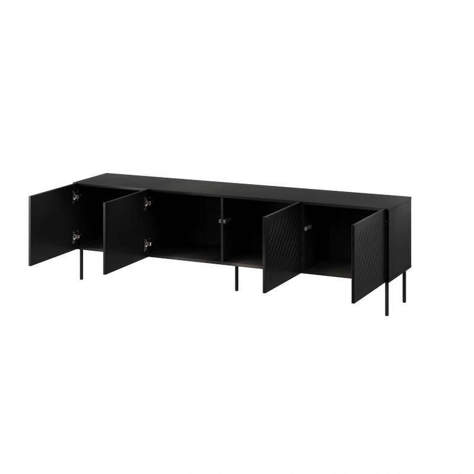 Comoda TV SIENA, negru, PAL laminat/metal, 201x40x60 cm
