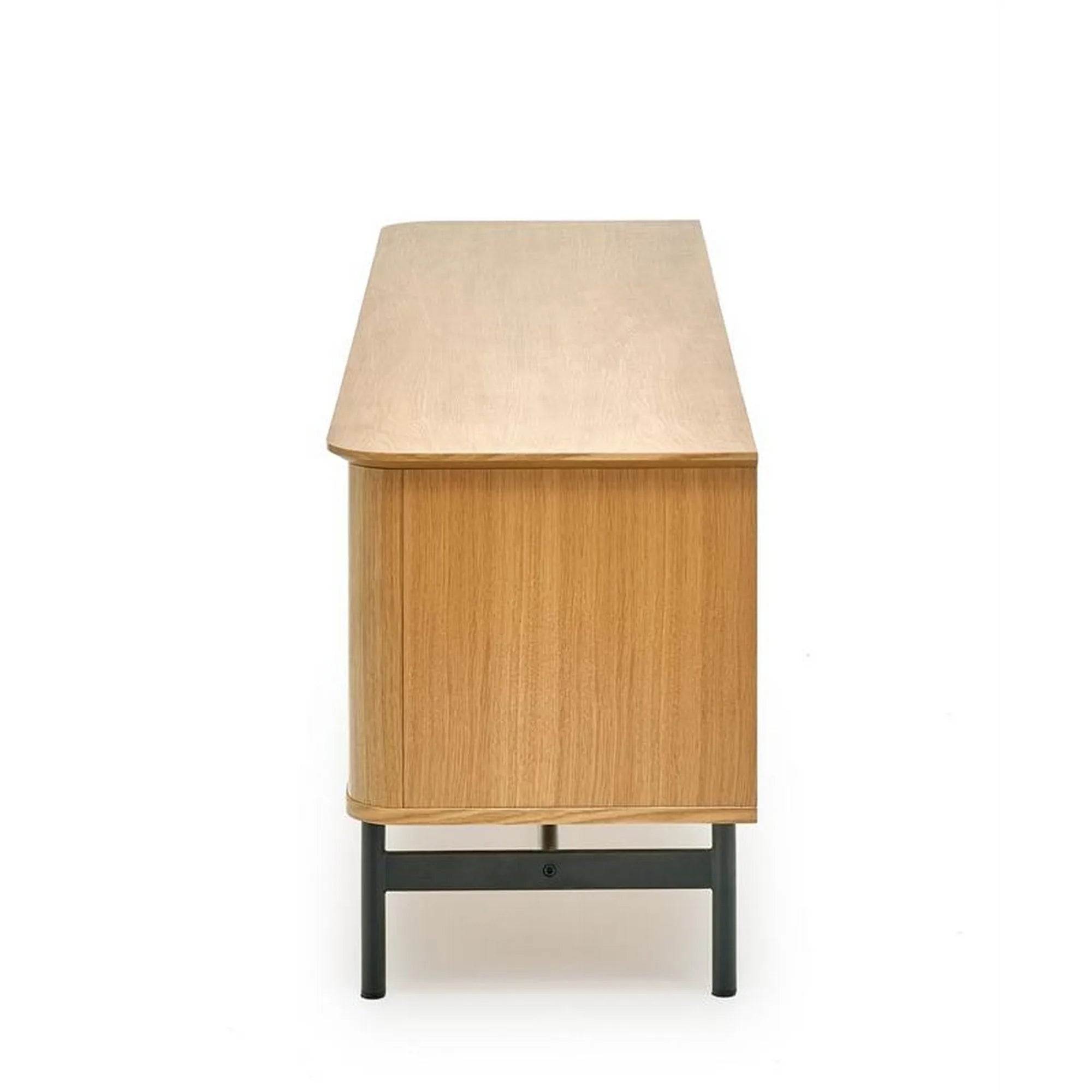 Comoda TV SMART, stejar/negru, furnir/metal, 167x44x59 cm