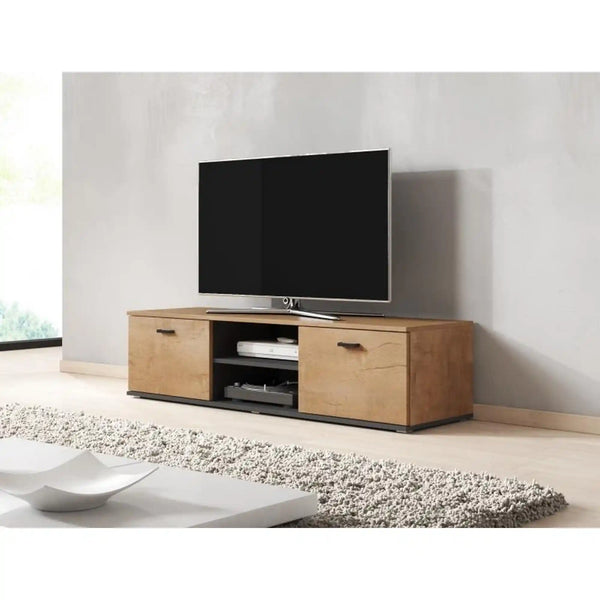 Comoda TV SOHO, stejar/negru, PAL laminat, 140x43x37 cm