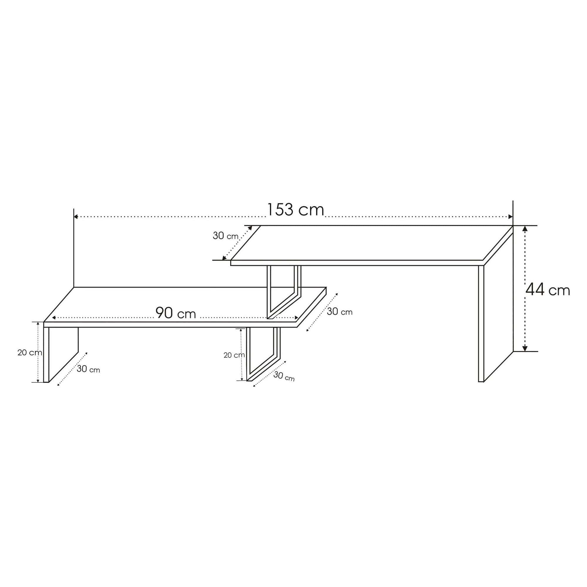 Comoda TV, stejar/negru, PAL, 153x30x44 cm