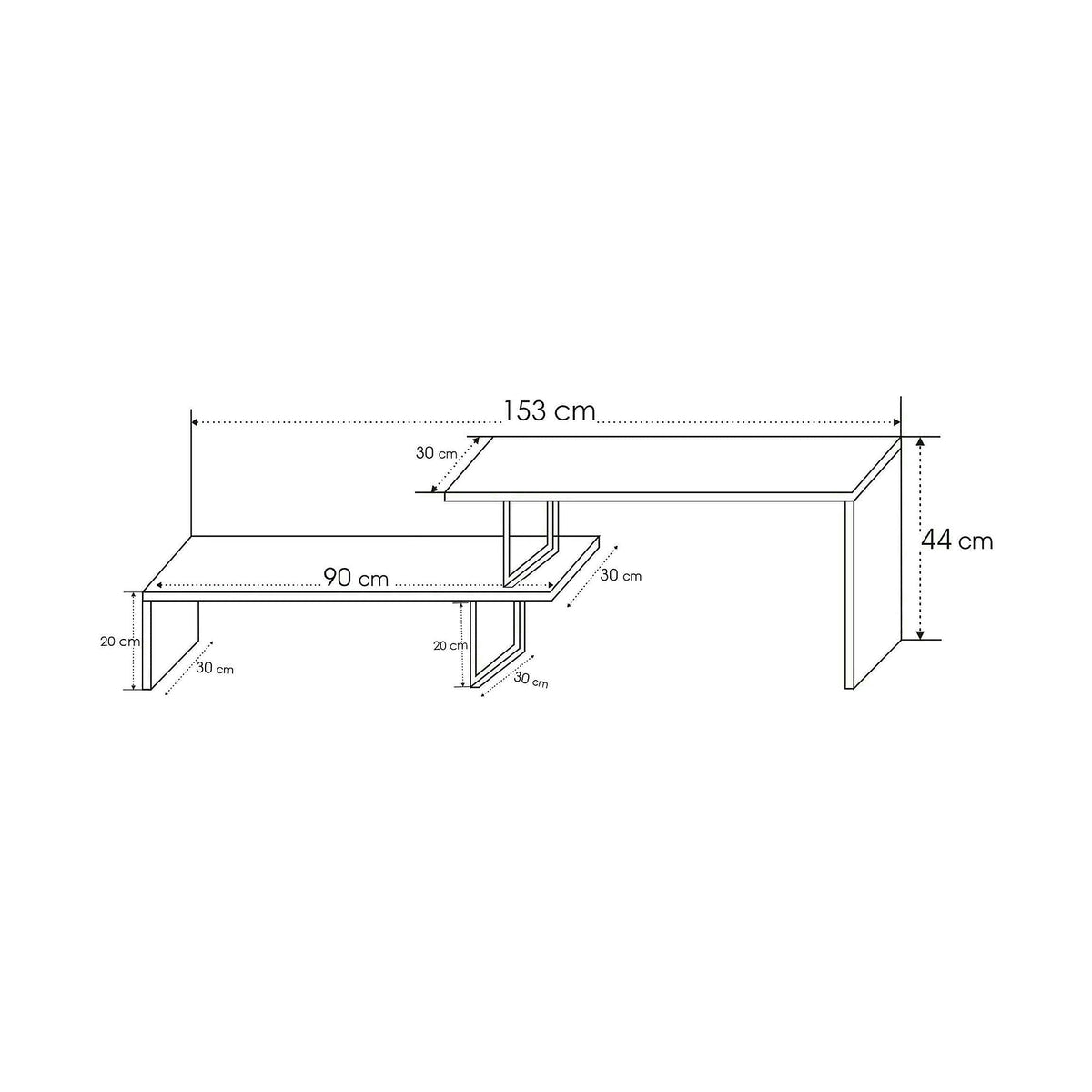 Comoda TV, stejar/negru, PAL, 153x30x44 cm
