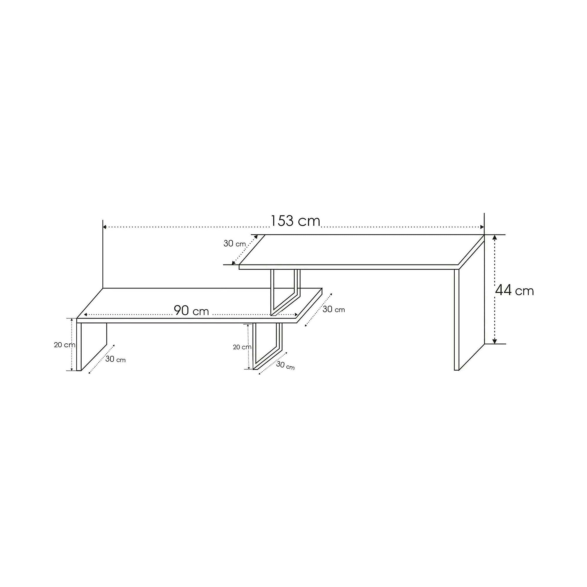Comoda TV, stejar/negru, PAL, 153x30x44 cm