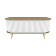 Comoda TV STOR, alb/stejar, PAL melaminat, 140x43x64 cm