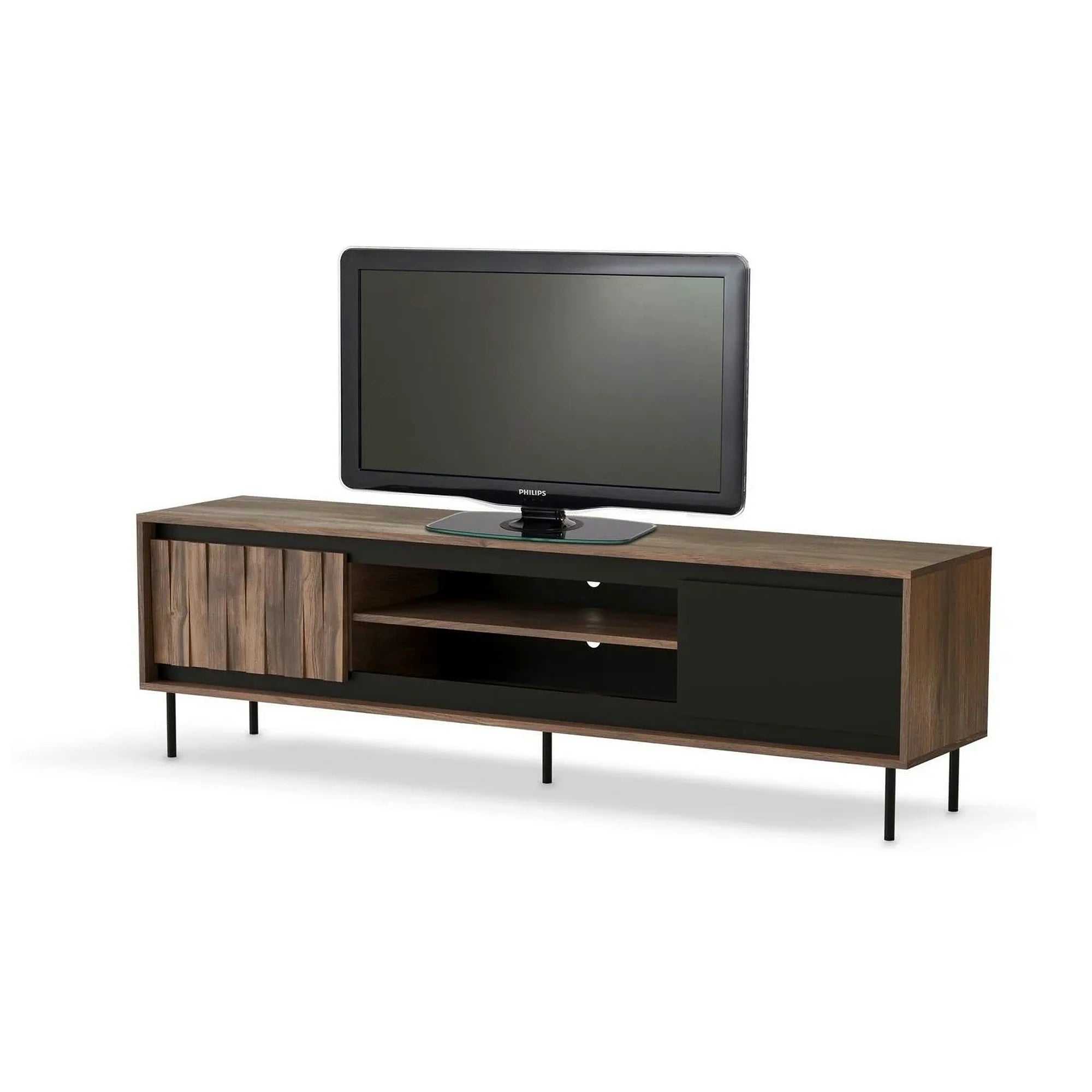 Comoda TV SWING RTV-1, nuc/negru, PAL laminat/metal, 180x40x53 cm