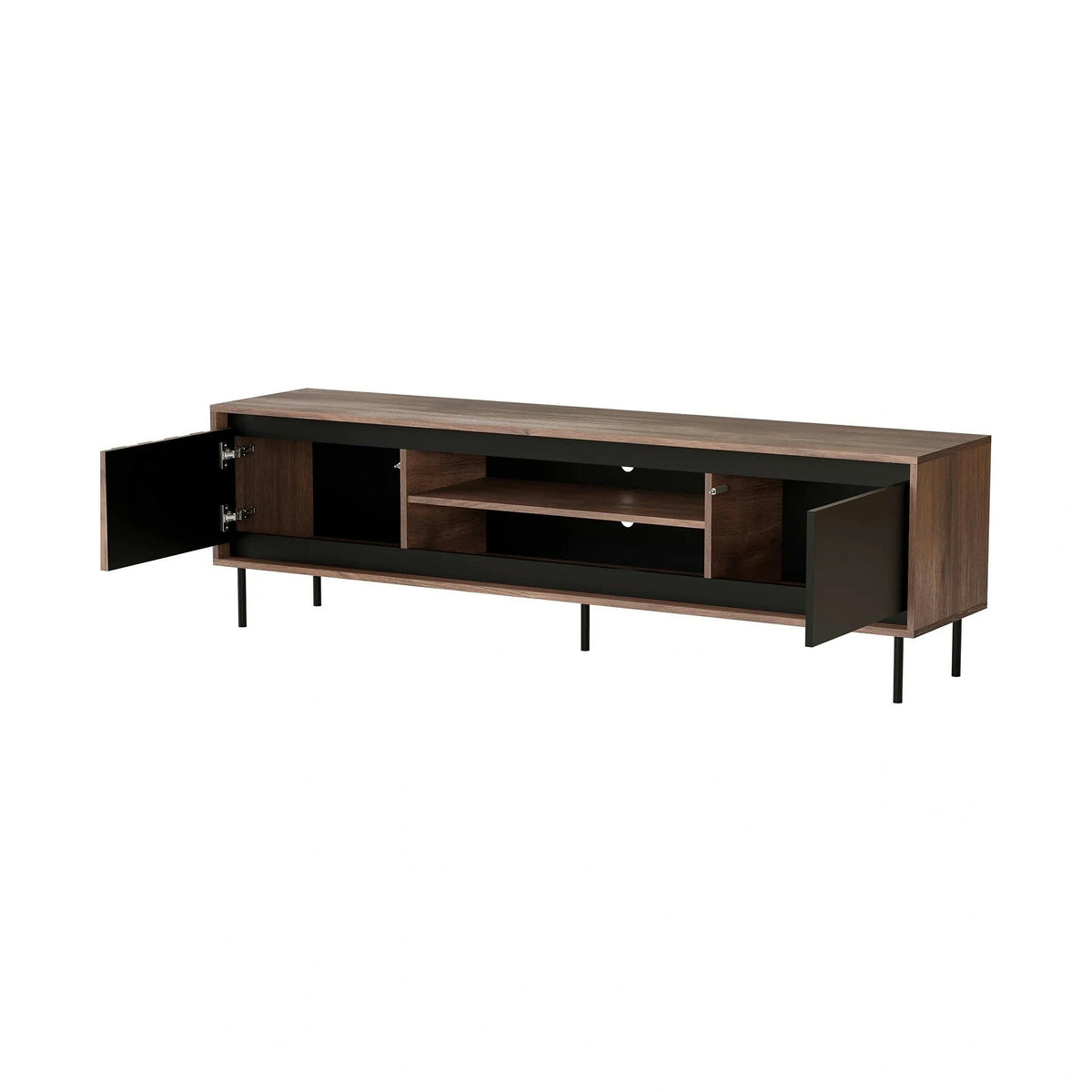 Comoda TV SWING RTV-1, nuc/negru, PAL laminat/metal, 180x40x53 cm