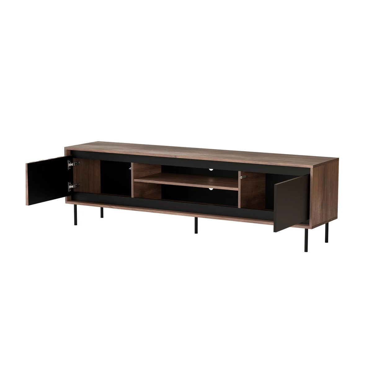 Comoda TV SWING RTV-1, nuc/negru, PAL laminat/metal, 180x40x53 cm