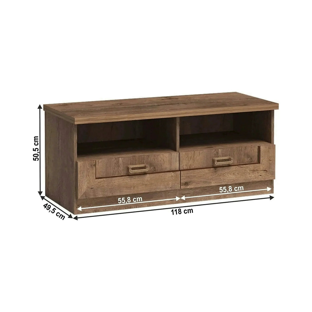 Comoda TV TEDY TYP T11, stejar lefkas, PAL melaminat, 118x50x50 cm