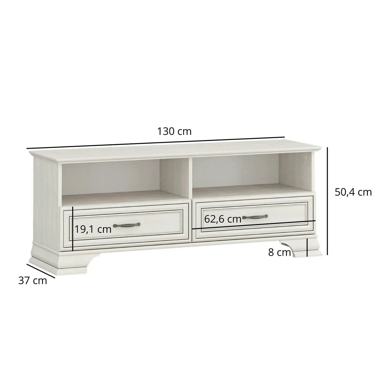 Comoda TV TIFFANY II, grej, PAL laminat, 130x37x50 cm