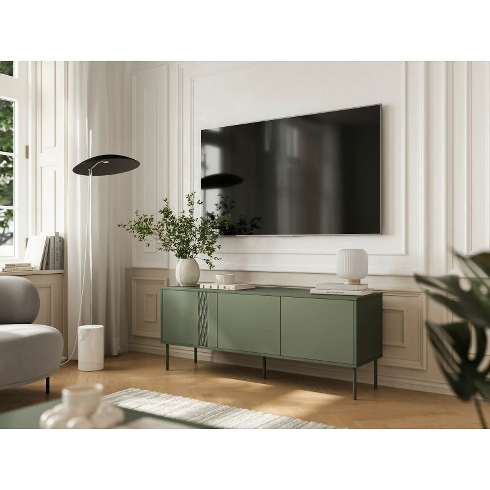 Comoda TV TRESSE, verde, PAL, 150x40x55 cm