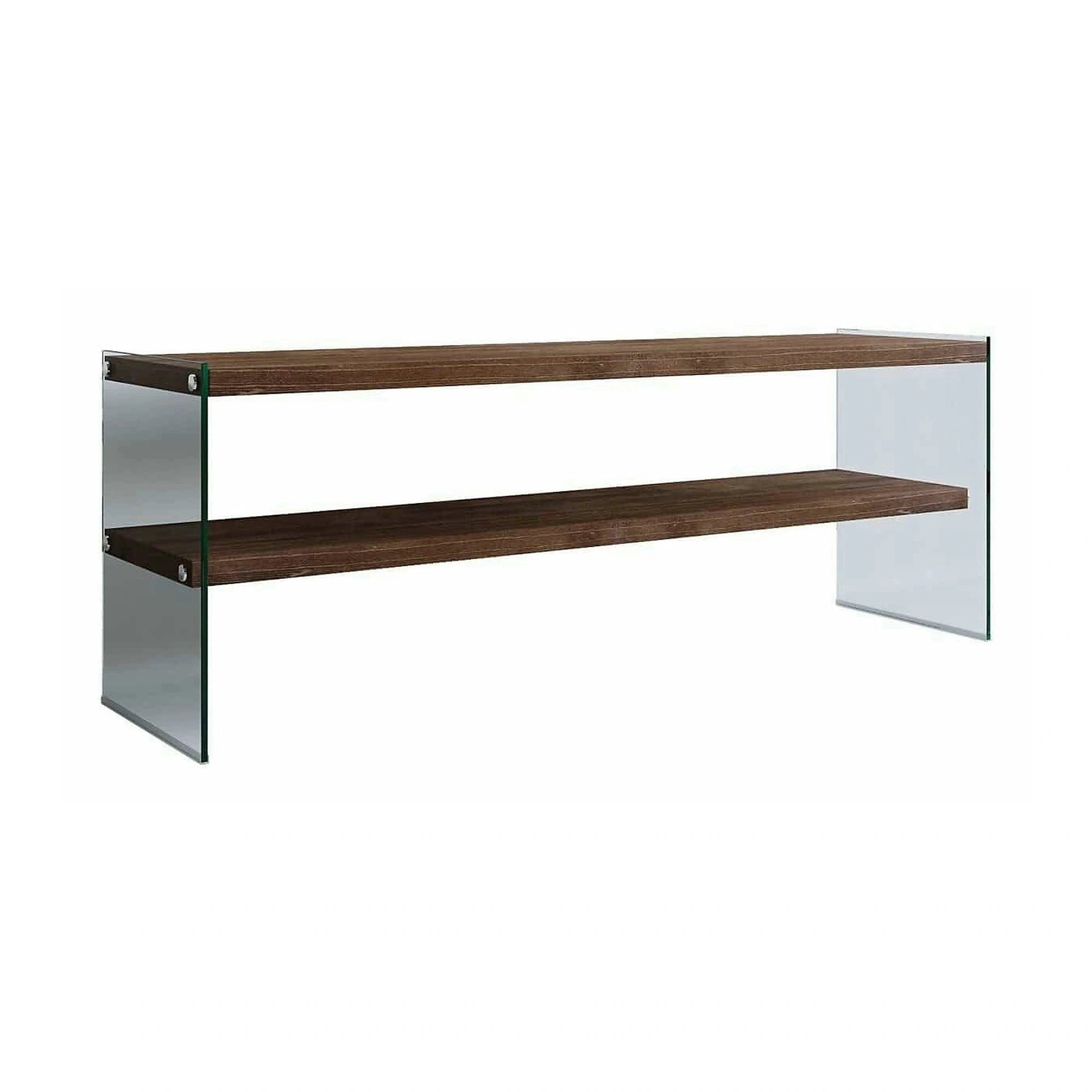 Comoda TV TV103, nuc, sticla/lemn, 120x35x45 cm