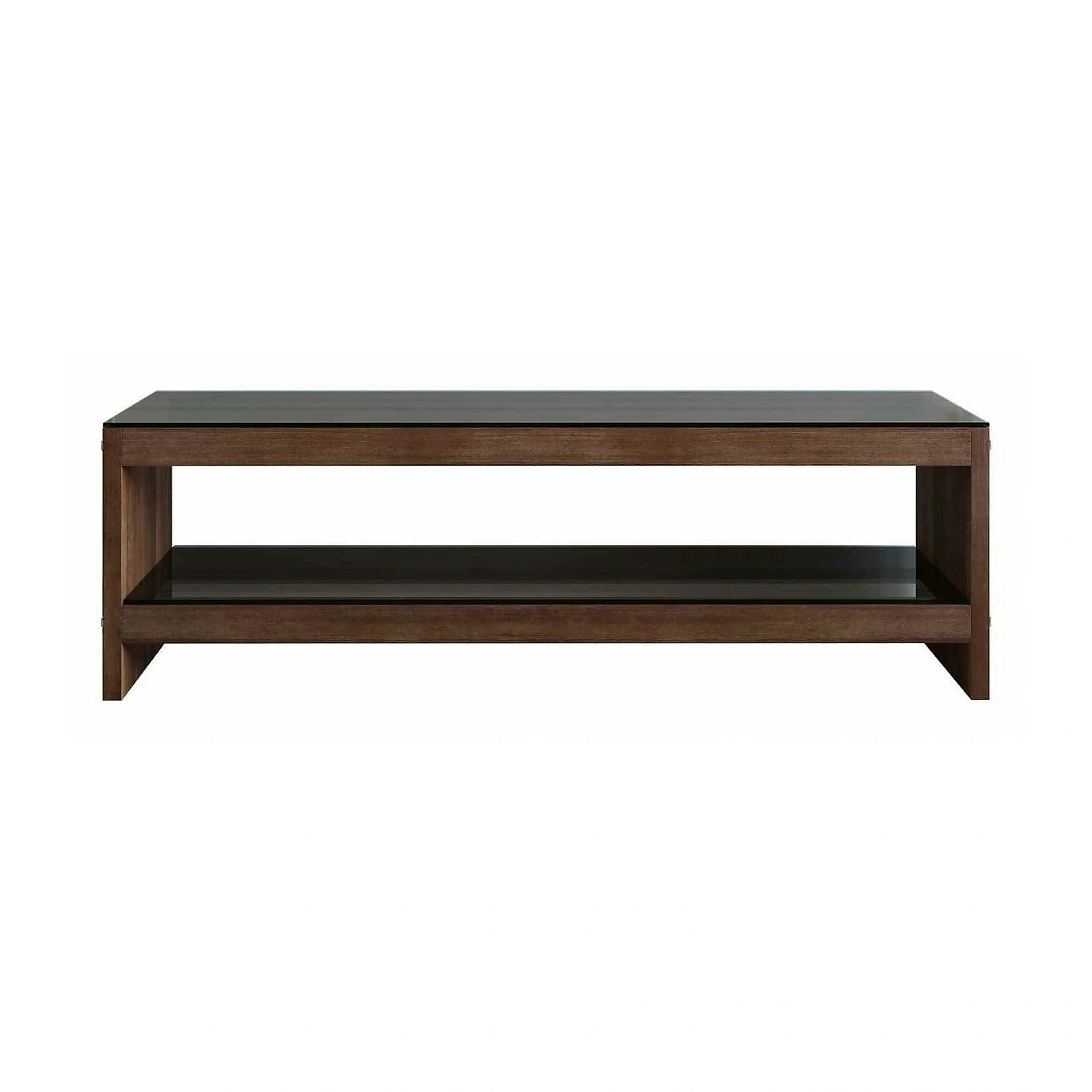 Comoda TV TV301, nuc, lemn/sticla, 140x40x45 cm