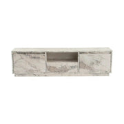 Comoda TV VANGUARD, alb cu efect de marmura, PAL, 160x30x42 cm