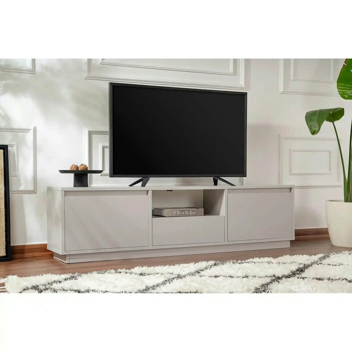 Comoda TV VANGUARD, gri, PAL, 160x30x42 cm