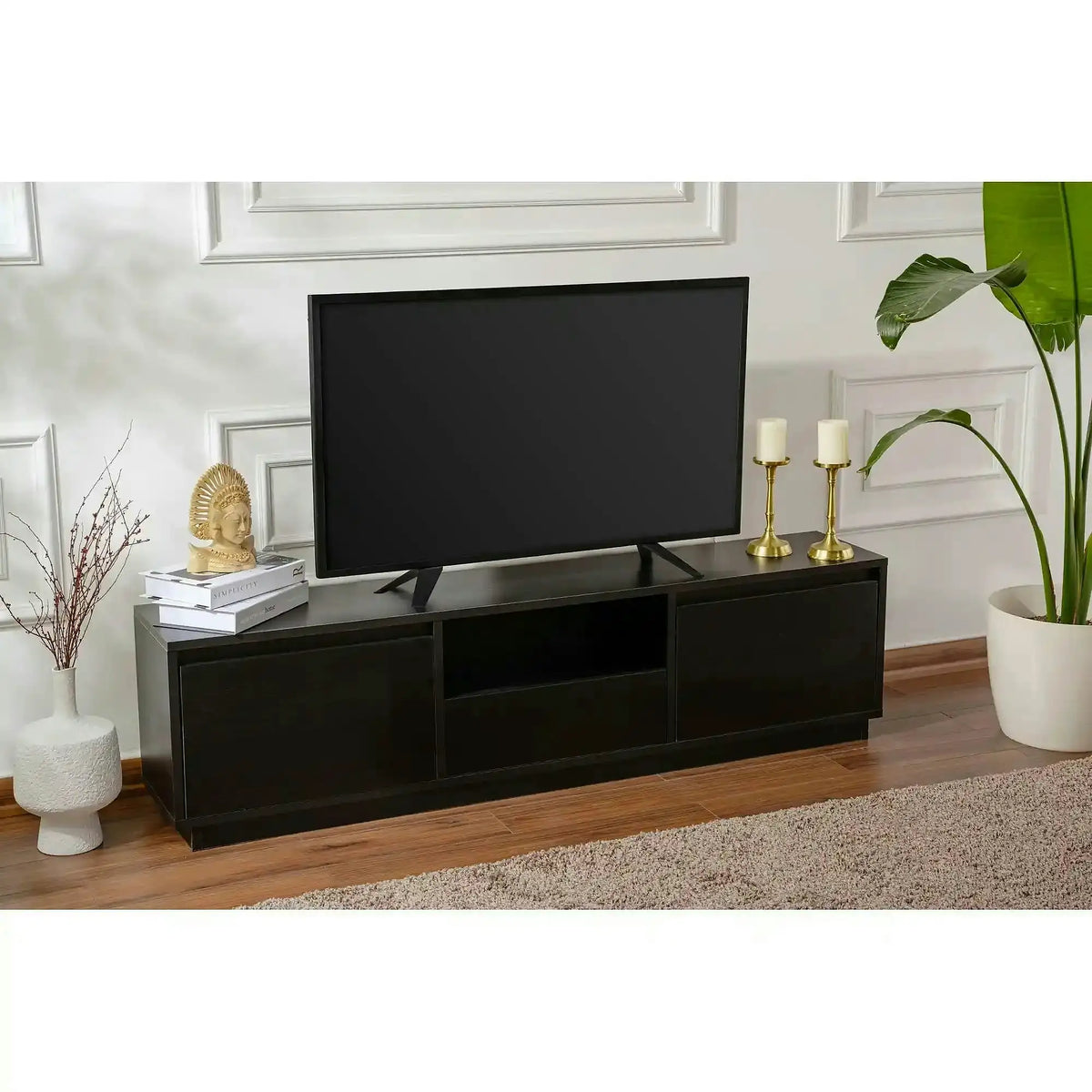 Comoda TV VANGUARD, negru, PAL, 160x30x42 cm