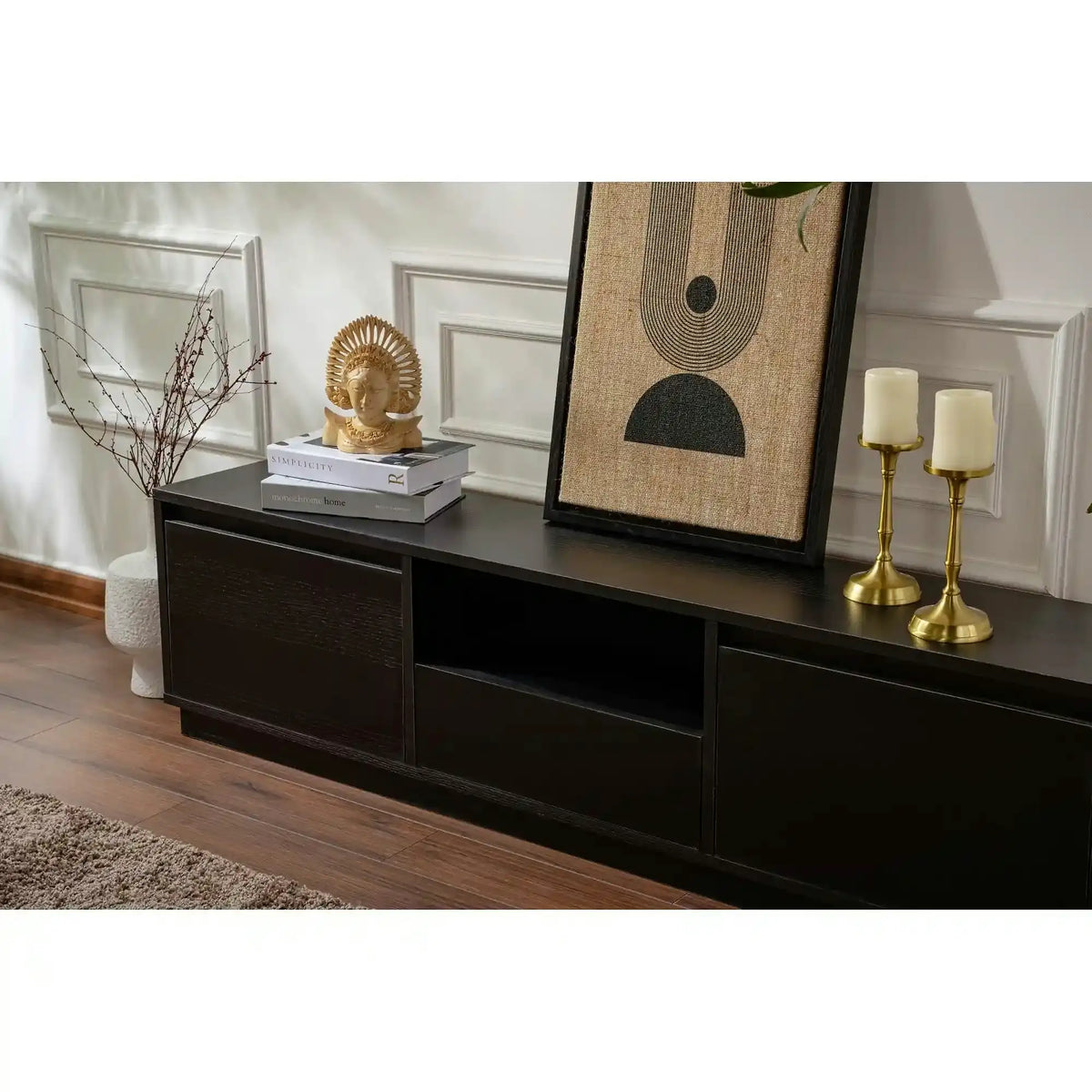 Comoda TV VANGUARD, negru, PAL, 160x30x42 cm
