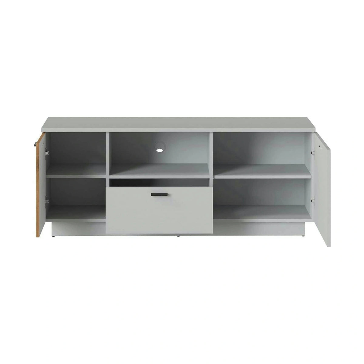 Comoda TV VERO, alb/stejar, PAL laminat, 145x40x59 cm