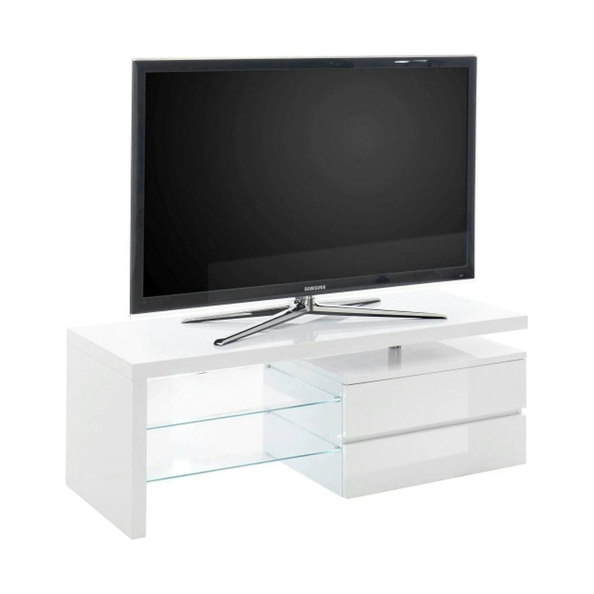 Comoda TV VIOLA, alb lucios, 120x43x42 cm