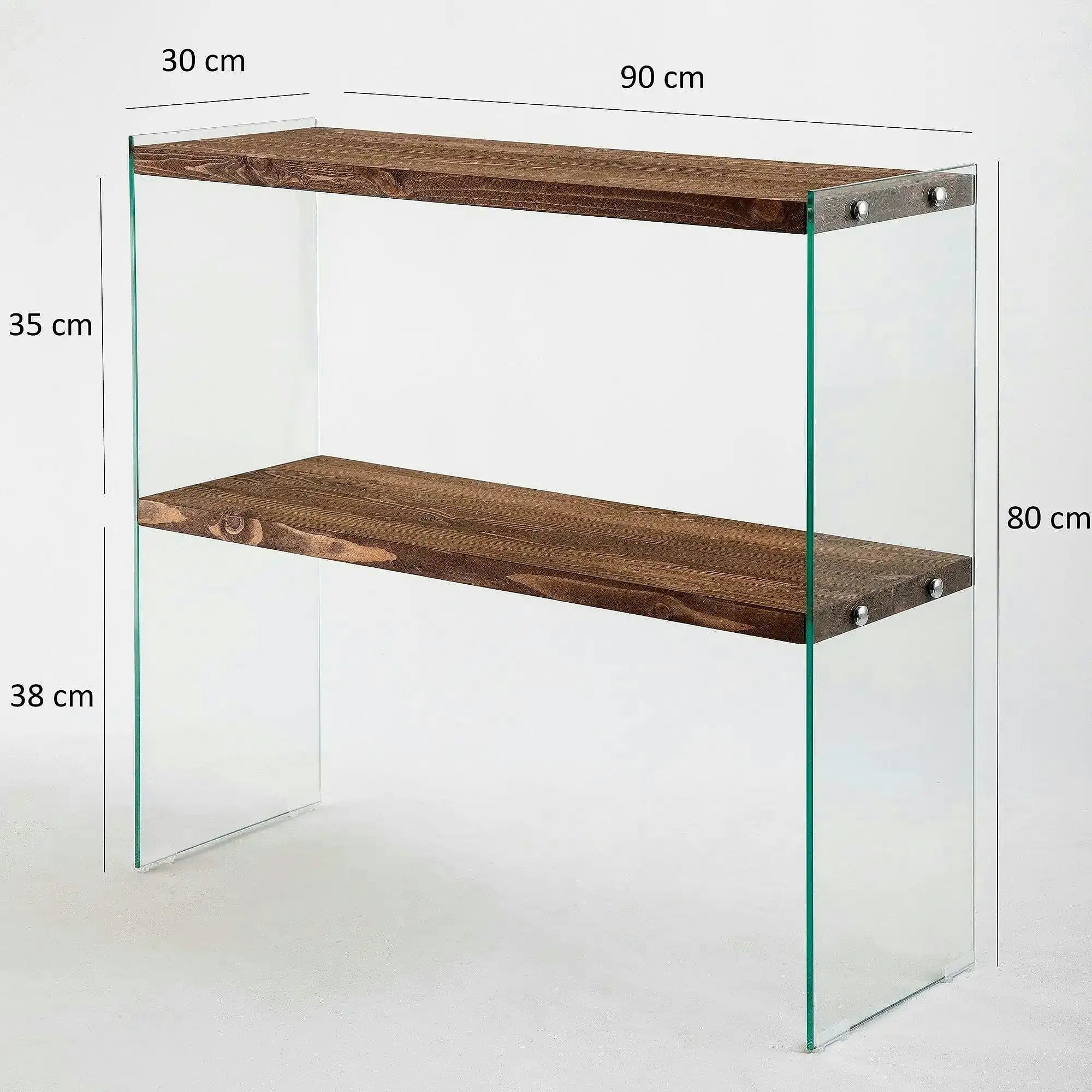 Comoda VENEDIK, nuc, sticla/lemn, 90x30x80 cm
