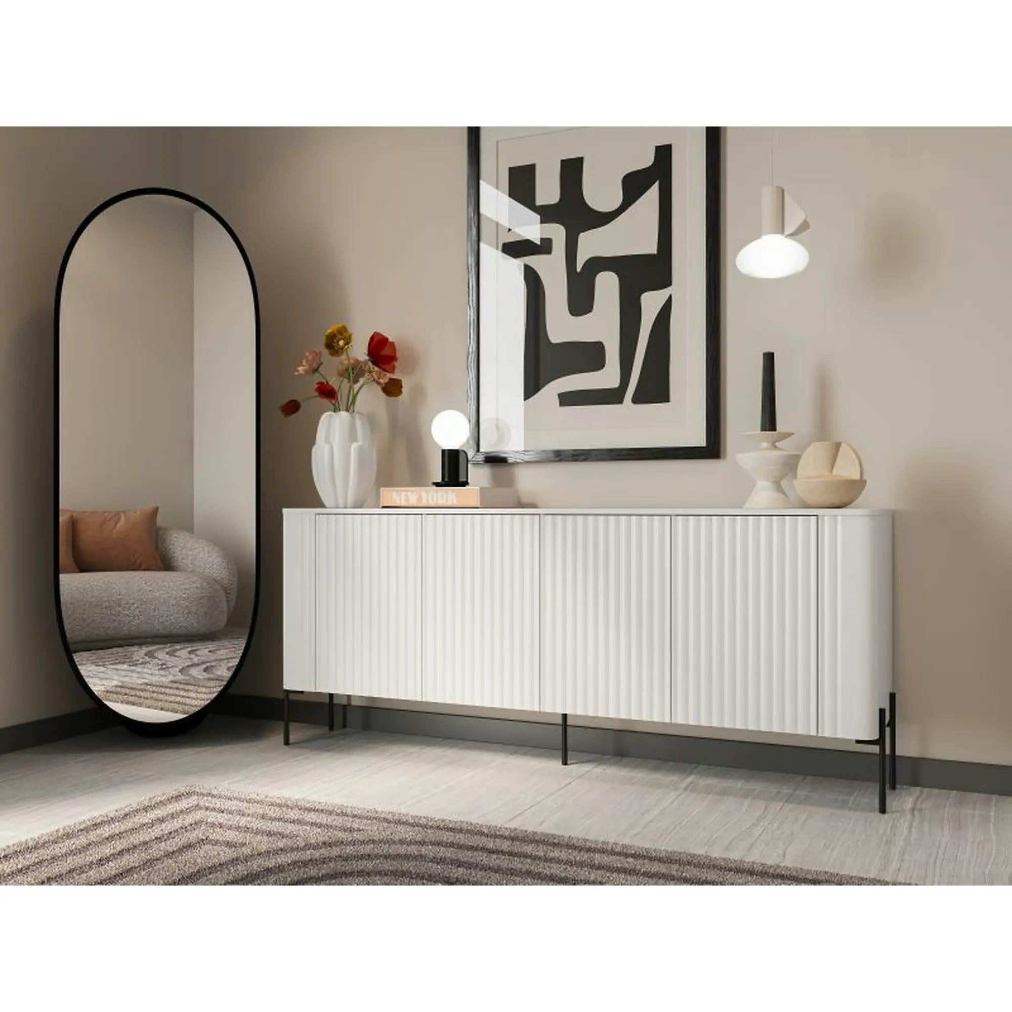 Comoda VERA, alb, PAL laminat, 190x40x80 cm