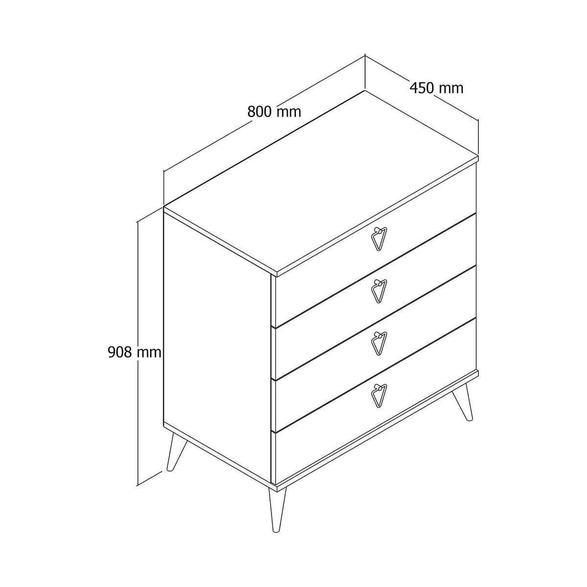 Comoda VERSA-CE, 3612, stejar, PAL melaminat, 80x45x91 cm