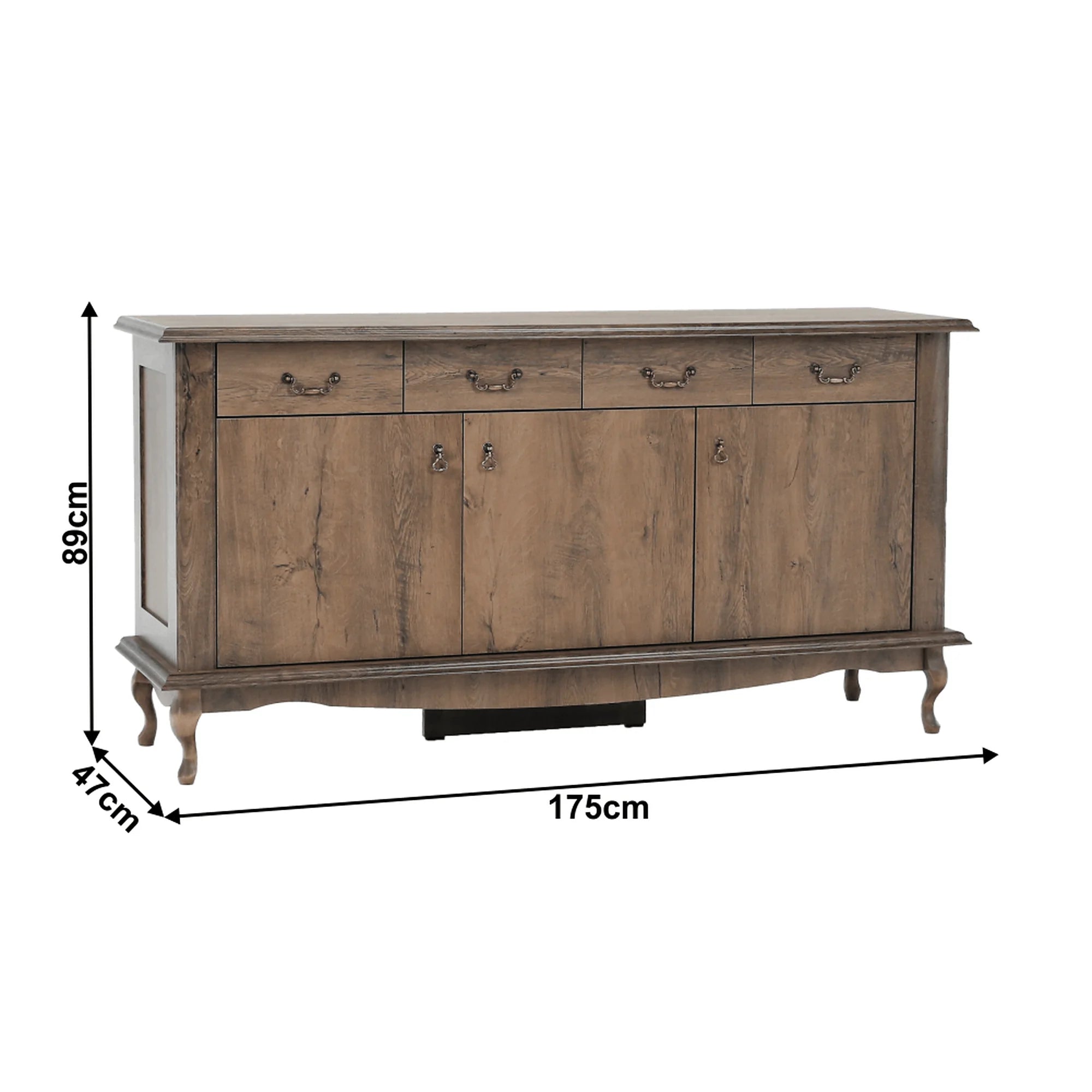 Comoda VILAR DA6, stejar lefkas, DTD laminat, 175x47x89 cm