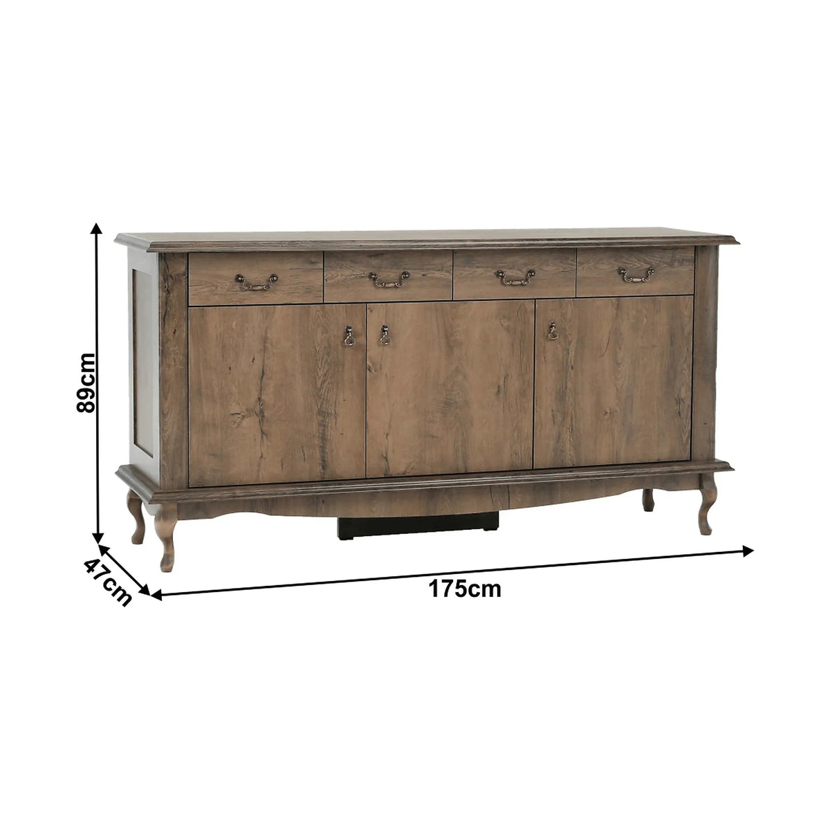 Comoda VILAR DA6, stejar lefkas, DTD laminat, 175x47x89 cm