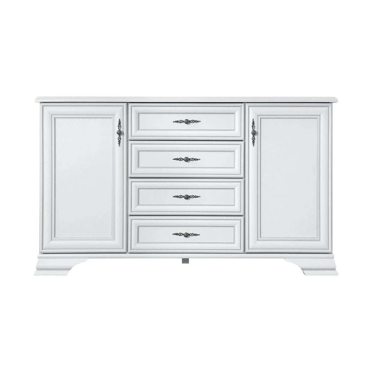 Comoda vintage alba IDENTO, PAL, 154x45x90 cm
