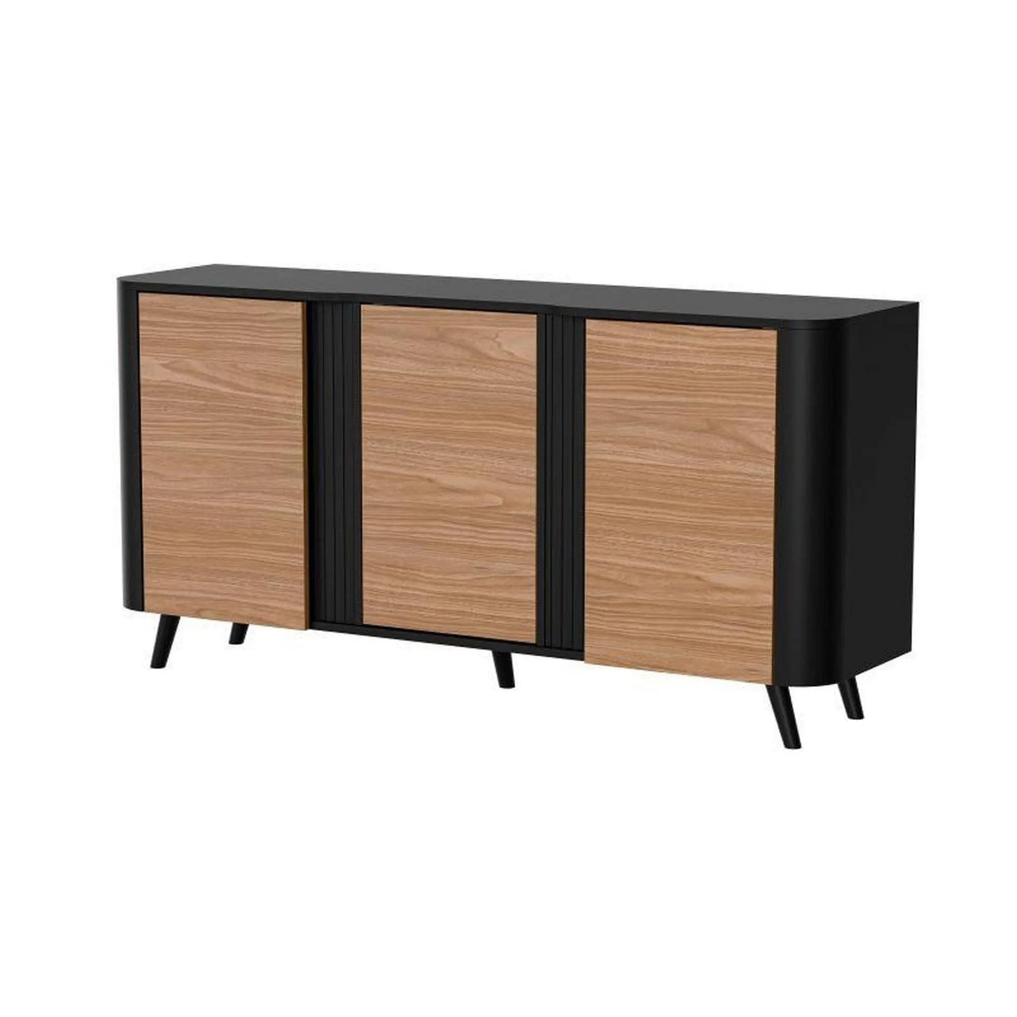 Comoda VOLARE, negru/nuc, PAL laminat, 151x39x75 cm