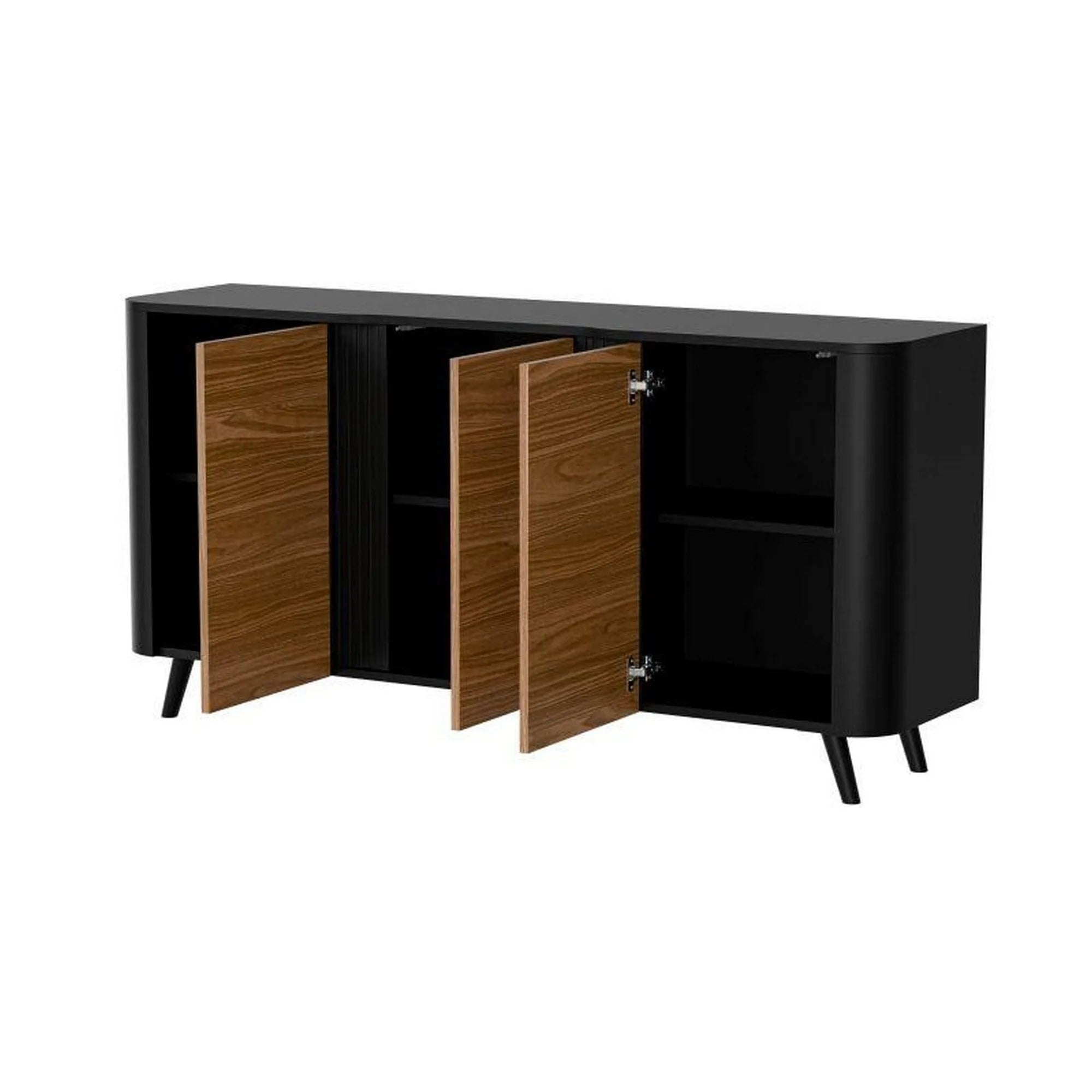 Comoda VOLARE, negru/nuc, PAL laminat, 151x39x75 cm